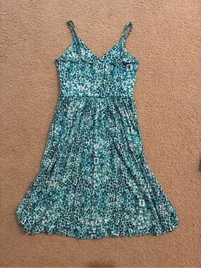 Cynthia Rowley Teal and White Mosaic Midi Sundress